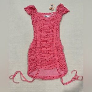 Tiger Mist Toronto Pink Bodycon w/Red Flower Print Mini Dress Size Small NWT